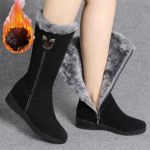 Talvised lumesaapad Naiste uued sametist paksendatud keskmise toruga saapad libisemiskindlad soojad lameda p&otilde;hjaga k&uuml;ljet&otilde;mblukk Suure suurusega puuvillased kingad 35