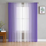 Lilla ja valge gradiendiga l&auml;bipaistvad kardinad elutoa kaunistamiseks Aknakardinad k&ouml;&ouml;gi jaoks T&uuml;ll Voile organza kardinad W135 x H115cm x1&Rod Pocket