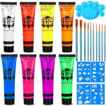 Blacklight Neoon n&auml;o- ja kehav&auml;rv 0,34 untsi pimeduses helendav v&auml;rv, fluorestseeruv pimedas peotarbed 10 ml ..., 0,84 untsi red