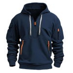 Kevadine ja s&uuml;gisene meeste kapuutsiga mitmetaskuline pullover spordivaba jakk S must