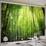 Looduslik maastik Mets maastik Muru Puu Aken Kardinad Elutoa Rulood Magamistoa Vannitoa K&ouml;&ouml;k Uks Kodukaunistus 2tk W110X240H(cm)x2Pcs&Hook