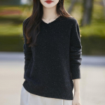 Naiste ka&scaron;miirist kampsun Qinghe ka&scaron;miir 30% ka&scaron;miir 70% vill S&uuml;gis-talvine ka&scaron;miir-pulover pehme ja soe M beež