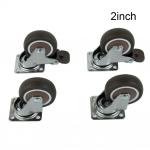 Komplektis 4 raskeveokite p&ouml;&ouml;rlevat ratast koos piduritega &uuml;lemise plaadi TPR ratastega 2 tolli