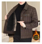Meeste Houndstooth trendikas l&uuml;hike rev&auml;&auml;riga nahkjakk s&uuml;giseks ja talveks L pruun