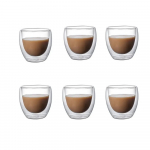 6 tk komplekt, 5 suurust, kahekordse seinaga klaasist kohvitassid, l&auml;bipaistvad isoleerivad kahekordse seinaga klaasist tassid cappuccino, tee, espresso latte jaoks 80ml