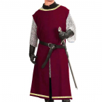 Keskaegne Halloweeni r&uuml;&uuml;tli tabardi cosplay kost&uuml;&uuml;m viikingi varrukateta tuunika tikandid L&otilde;vis&uuml;da s&otilde;dalane kleit renessanss LARP L burgundiapunane