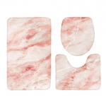 3-osaline pol&uuml;ester veekindel ja keskkonnas&otilde;bralik vannitoa vaibakomplekt libisemiskindla vannimatiga Kuldne Roosa Marmor