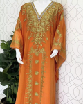 Farasha kleit islami Dubai kaftani kleit abaya stiilne pikk Maroko k&auml;sit&ouml;&ouml; XS oranž
