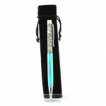 Pierres et Min&eacute;raux. Stylo min&eacute;raux Quartz rutile vert du Br&eacute;sil. Couleur Bleu turquoise. sinine