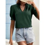 YYFS naistemood vabaaja suve kevade &uuml;hev&auml;rvilise tr&uuml;kiga l&uuml;hikeste varrukatega V-kaelusega pluusid ja s&auml;rgid S valge