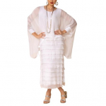 Kaheosaline v&otilde;ltskleit pikkade varrukatega r&auml;tikuga Kahekihiline &scaron;ifoonist kleit &Uuml;mara kaelusega, &uuml;hev&auml;rviline kihiline rebenenud all&auml;&auml;r Kevadsuvine maksikleit S valge