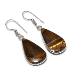 Natural Tiger Eye Gemstone 925 Sterling Silver Jewelry Earring 1.69 d2v49