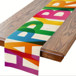 1-t&uuml;kiline v&auml;rviline linane s&uuml;nnip&auml;evalaua jooksja - erksav&auml;rviline pol&uuml;esterlinasest kaunistus k&ouml;&ouml;ki ja &otilde;uepeo kaunistusteks. 33x120cm