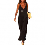 Naiste suvine varrukateta Cami kleit vabaaja V-kaelusega l&otilde;henenud maksikleit lahtine rannakleit reisipuhkuse riietus S kaamel