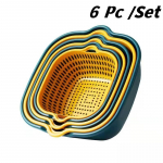 6 tk/komplekt Kahekihiline n&otilde;rutuskorv Multifunktsionaalsed Puu K&ouml;&ouml;givilja Puhastus Hoiukorvid Plastik Ruudukujuline K&ouml;&ouml;gitarvikud