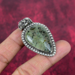 Prehnite ehted, 925 tahke h&otilde;bedast ripats k&auml;sitsi valmistatud v&auml;&auml;riskividest ehted, kingitused naisele uhiuus ripats 1.97 Inches