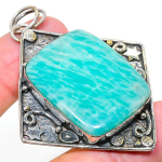 Amazonite Handmade 925 Sterling Silver Jewelry Pendant 2.64 i6m71