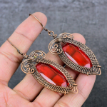 Garnet Handmade Copper Wire Wrap Jewelry Earring 3.35 c3m60