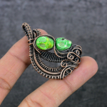 Mosaic Jasper Handmade Copper Wire Wrap Jewelry Pendant 2.17 s3z65
