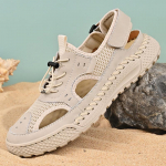 Suvised meeste sandaalid Ehtsast nahast Meeste vabaajajalatsid Meeste Meeste Nahast Sandaalid Meestele Rannajalatsid Rooma meeste kingad 38