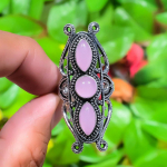Pink Chalcedony Handmade 925 Sterling Silver Jewelry Ring Size 8 c2a92