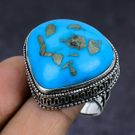 Turquoise handmade 925 Sterling Silver Jewelry Ring Size 8.5 m1g79