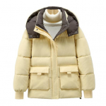 Talvine sulemantel polsterdatud kapuutsiga krae taskud lukuga Parka tuulekindel soojust hoidev igap&auml;evane k&uuml;lma ilmaga v&auml;lir&otilde;ivad puuvillane jope XL kollane