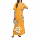 Naiste Mood Tr&uuml;kiga &Ouml;&ouml;s&auml;rk Koduriided L&uuml;hikeste Varrukatega Taskutega &Ouml;&ouml;s&auml;rk Pikk Kleit L tumeroheline v&auml;rv