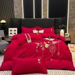 Elegantne puuvillane harjatud neljaosaline voodipesukomplekt: &Uuml;hev&auml;rviline nahas&otilde;bralik voodilina ja tekikott. 1.8m Bed Sheet Set [Duvet 200X230] Four-Piece Set