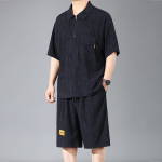 Suur Suurus 4XL-10XL &Uuml;le suurusega Polo S&auml;rk Suve L&uuml;hikeste P&uuml;kste Komplektid Vintage R&otilde;ivad Meeste 2-osaline Komplekt 10XL(160kg-175kg) must