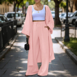 ZANZEA Naiste Pikk Kimono Kampsun ja P&uuml;ksid Vabaaja Kaheosalised Komplektid 3XL must
