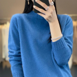 Naiste ka&scaron;miirkampsun Qinghe ka&scaron;miir 30% ka&scaron;miir 70% vill s&uuml;gis-talvine pullover soe ja moekas XXL sinine