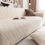 Žakaarmustriline sametist triibuline diivanikate, elastne veniv kaitsekate, kaunistus elutubades, magamistubades ja kontorites - vastupidav ja libisemiskindel Five people [Applicable to 305-360cm sofa]