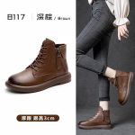 V&auml;ikesed l&uuml;hikesed saapad Pehmest nahast paksu kontsaga keskmise kontsaga 2024. aasta s&uuml;gis ja talv uued naiste mustad mugavad alasti saapad 35