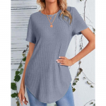 Naistemood vabaaja suve &uuml;hev&auml;rvilise tr&uuml;kiga l&uuml;hikeste varrukatega O-kaelusega pluusid ja s&auml;rgid XXXL lilla