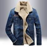 Meeste Talvine Paks Sametvoodriga Teksajakk - Suur Suurus Euroopa & Ameerika Soe Puuvillane Jakk, Uus Mood. 4XL denim sinine v&auml;rv