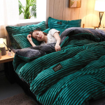 Maagiline Paks Corduroy Tekikott Komplekt &Uuml;lipehme Sametine Tekikate Kahepoolne Tekikate Talvine Voodipesu Komplekt 220&times;240CM PillowcaseX2 gray