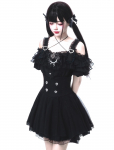 Qichenk Gooti Lolita Halloweeni Seelik Mini Printsessi Suurus M Kleit, Cosplay, Naiste, Stiilne, Armas, Komplekt, T&uuml;tarlapselik, Lolita, Stiil, Must, 01,