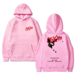 2025 Rapper Jok'air Melvin De Paris Album Kahepoolselt tr&uuml;kitud streetwear Mehed naised hip hop punk pusa Unisex Fliisist kapuutsiga pusa S pink