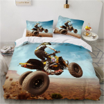 3D mootorrattaga voodipesukomplekt Meeste ja poiste sulet&auml;idisega tekikotid padjap&uuml;&uuml;rid 2/3 tk &Uuml;heinimese kaheinimesevoodi tekikoti komplekt Teismeliste kingitus Baby 100x135cm gray