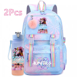 2 tk/komplekt Armas Anime Kpop Tr&uuml;kitud Seljakott 750 ml Vee Pudeliga Suure Mahutavusega Reisi Kott Teismelisele T&uuml;drukule Poisile Koolikott Laste Kingitus Mochila