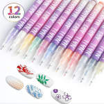 12 color 0.5mm nail art brushes, quick-drying acrylic paint nail art brushes, nail art dotting and graffiti decoration tools 12 nail art pens
