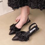 Mood 2025Uus Luksusbr&auml;nd Retro Sandaal Mood Lilled Daamide Elegantne Kleit Slingback Kingad &Otilde;huke Madal Konts Kleit Mules Kingad 35 must