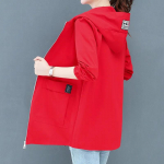 Suures suuruses naiste keskmise pikkusega mantel Naiste kevad-s&uuml;gis avara kapuutsiga jope, tuulepluusid XXXXL