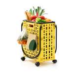 Kokkupandav ostuk&auml;ru Kokkupandav majapidamisk&auml;ru 360-kraadiste p&ouml;&ouml;rlevate ratastega Kerge kokkupandav ratastega k&auml;ru konksudega toidukaupade ostmiseks, pesu pesemiseks M beež