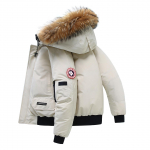 Meeste Talve T&ouml;&ouml;riided Parka Moodne Paks Karvane Krae Puhverjakk XXXL valge