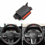 For Subaru Legacy 2016 Outback 2015 2016 XV 2016 2017 Forester Car Steering Wheel Cover Leather Trim Red line with red strip