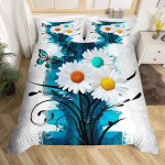 K&auml;bliku lillega tekikate Full Queen 2/3 tk Botaaniline lilleline voodipesukomplekt Pastoraalne stiil Tekikate lastele t&uuml;drukutele naiste toale EU Single(135x200cm)