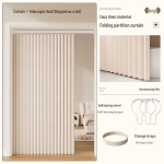 Imiteeritud linane kokkupandav uksekardin: Valgust blokeeriv, helikindel, tolmukindel vahesein k&ouml;&ouml;ki, elutuppa ja magamistuppa. Fits door 55-75cm: Curtain 80x200cm + Rod 0.8m