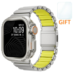 Roostevabast terasest rihm+metallkorpus Apple Watch Ultra 3 2 49mm 46mm 45mm 44mm jaoks Kummirihm iWatch Series 11 10 9 8 7 6 5 SE3 jaoks 49mm(Ultra 3 2 1) titaankollane v&auml;rv